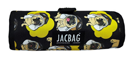 Jacbag Pilot Köpek Senior Sanatsal Rulo Organizer Kalem Çantası (Erkek - Siyah/Sarı)