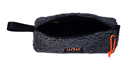 Jacbag Teddy Silindir Peluş Kalem Çantası Gri - Turuncu