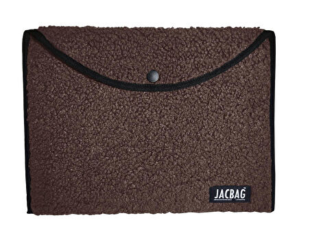 Jacbag Teddy Peluş Kahverengi Çıtçıtlı Dosya Çanta (Kitap Defter Tablet Notebook)