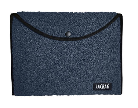 Jacbag Teddy Peluş Gri Çıtçıtlı Erkek Dosya Çanta (Kitap Defter Tablet Notebook)