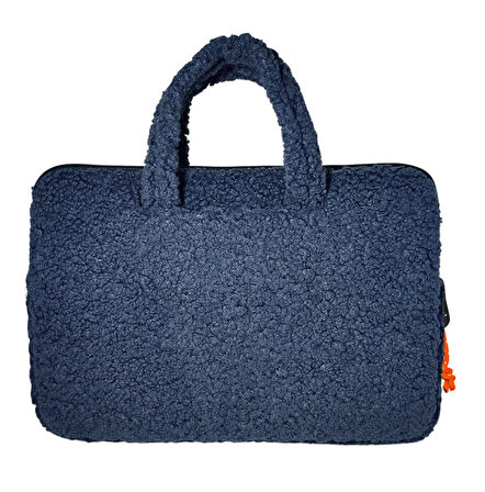 Jacbag Teddy Peluş Gri/Turuncu Erkek Çocuk Notebook Laptop ve Evrak Çantası