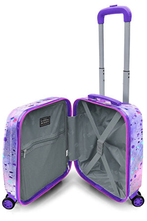 Coral High Pembe Fashion Baskılı Kız Çocuk Seyahat Valiz Bel Çantası ve Bozuk Para Cüzdan Seti 16773