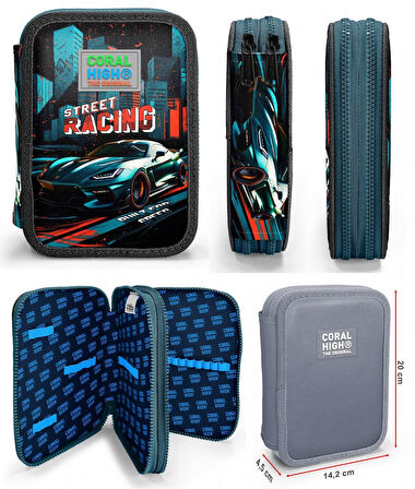 Coral High Yeşil Yarış Arabası Erkek Çocuk Okul Çantası ve Organizer Kalemlik Seti 23765 11151