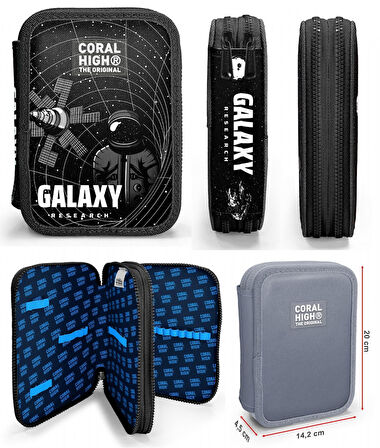 Coral High Siyah Galaxy Erkek Çocuk Okul Çantası ve Organizer Kalemlik Seti - İlkokul ve Ortaokul