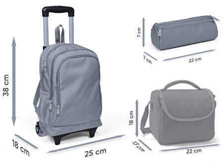 Coral High Çekçek Tekerlekli Erkek Çocuk, Siyah Turuncu Renkli Çizgili, İlkokul Üçlü Okul Çanta Seti