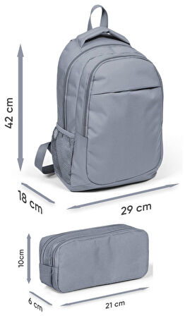 Coral High İlkokul/Ortaokul Sırt Çantası ve İki Bölmeli Kalemlik Seti - Kız Çocuk - Lacivert Mavi Çizgi Desenli