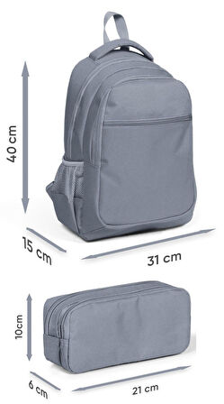 Coral High Üç Bölmeli İlkokul Sırt Çantası ve İki Bölmeli Kalemlik - Kız Çocuk - Çok Renkli Renk Geçişli Gradyan