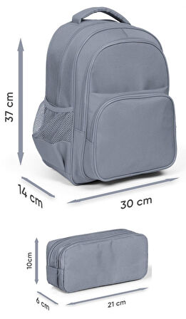 Coral High İlkokul Sırt Çantası ve İki Bölmeli Kalemlik - Kız Çocuk - Lavanta Turkuaz Deniz Anası