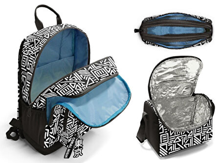 Coral High İlkokul ve Ortaokul Okul Çanta Üçlüsü - Erkek Çocuk, Siyah Beyaz Geometrik Şekiller