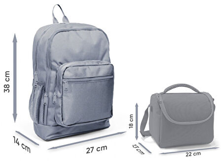 Coral High Kız Çocuklar İçin Dayanıklı İkili İlk Okul Çanta Seti  - Turkuaz Pembe Çizgili