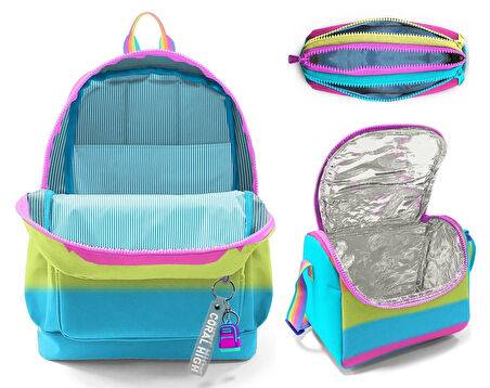 Coral High İlkokul Üçlü Okul Başlangıç Çanta Seti - Pembe Turuncu Renk Geçişli, Kız Çocuk