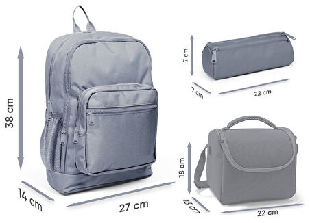 Coral High İlkokul Üçlü Okul Başlangıç Çanta Seti - Pembe Turuncu Renk Geçişli, Kız Çocuk