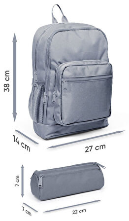 Coral High İlkokul Erkek Çocuklarına Özel Dört Gözlü Sırt Çantası ve Kalemlik Seti- Siyah Drone Pilotu