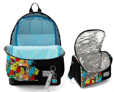 Coral High Erkek Çocuklar İçin Dayanıklı İkili İlk Okul Çanta Seti  - Siyah Hayaletler