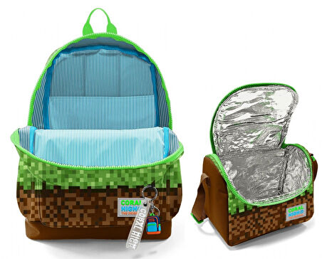 Coral High Erkek Çocuklar İçin Dayanıklı İkili İlk Okul Çanta Seti  - Yeşil Kahverengi Craft