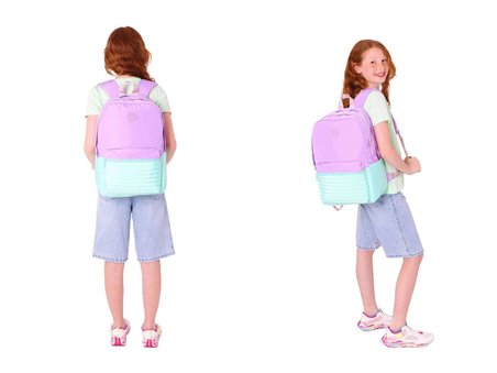 Kaukko Quick Kapitone Detaylı Mor Turkuaz Kız Çocuk Okul Çantası ve Kalemlik Okul Seti