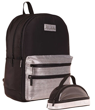 Kaukko Magic Dreams Okul Sırt Çantası ve Şeffaf Kalem Çantası Seti - Kız Çocuk - Siyah