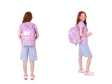 Kaukko Kids Kız Çocuk Okul Çantası ve Üç Bölmeli Kalemlik Seti (Lila - Pullu Sweet) - (L5215+L8215)