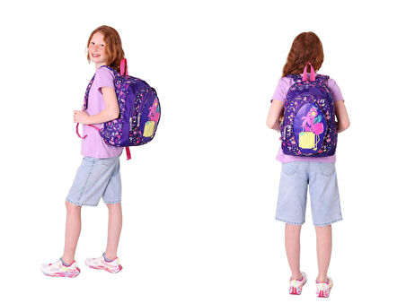 Kaukko Kids Flamingo Detaylı Okul Çantası (L5223) ve Thermo Beslenme Çantası (L7223) Seti - Kız Çocuk