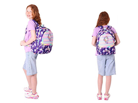 Kaukko Kids Kız Çocuk Okul Çantası ve Isı Yalıtımlı Beslenme Çantası Seti (L5228+L7228) Kauçuk Unicorn - Mor
