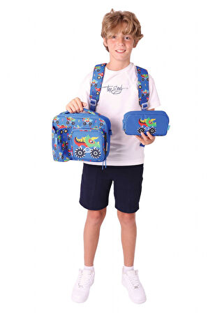 Kaukko Kids 3D Kamyon Şekilli Erkek Çocuk Üçlü Okul Çantası Seti/Takımı - Mavi (L5255+L7255+L8255)