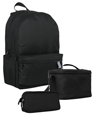 Cennec Siyah Renk Erkek Çocuklar İçin Üçlü İlkokul Okul Çanta Seti - SETUMT5120A