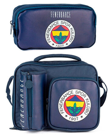 Fenerbahçe Erkek Çocuk Arma Baskılı Suni Deri Beslenme Çantası ve Kalemlik Seti (İkili Set) - SETME25762