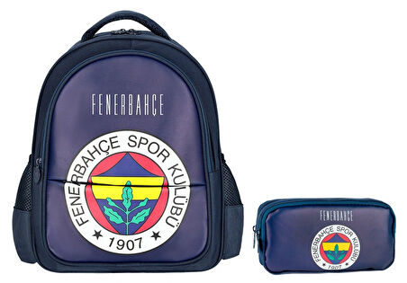 Fenerbahçe Erkek Çocuk Arma Baskılı Suni Deri Okul Çantası ve Kalemlik Seti (İkili Set) - SETME25760C