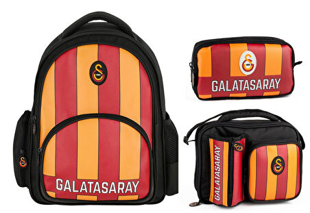 Galatasaray Erkek Çocuk Çizgi Baskılı Suni Deri Üçlü Okul Çantası Seti - SETME25556A
