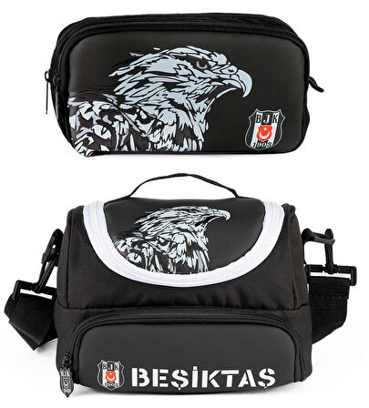 Beşiktaş Erkek Çocuk Kartal Baskılı Beslenme Çantası ve Kalemlik Seti (İkili Set) - ME25392