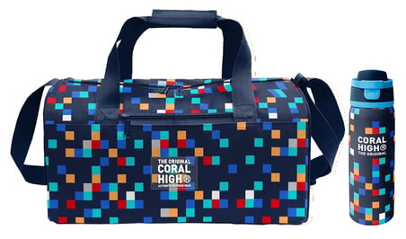 Coral High Lacivert Çok Renli Geometrik Desenler Erkek Çocuk Spor Çantası ve 800 ml Çelik Matara Seti 27550