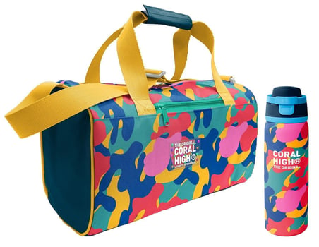 Coral High Renkli Kamuflaj Desenli Unisex Spor Çantası ve 800 ml Çelik Matara Seti 27549