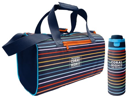 Coral High Çok Renkli Çizgi Desenli Erkek Çocuk Spor Çantası ve 800 ml Çelik Matara Seti 27548