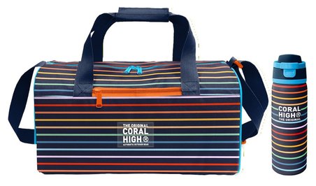 Coral High Çok Renkli Çizgi Desenli Erkek Çocuk Spor Çantası ve 800 ml Çelik Matara Seti 27548