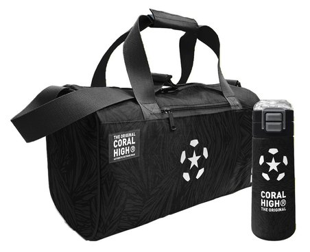 Coral High Siyah Beyaz Futbol Baskılı Erkek Çocuk Spor Çantası ve 500 ml Çelik Matara Seti 27535