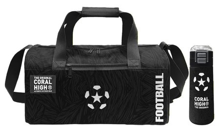 Coral High Siyah Beyaz Futbol Baskılı Erkek Çocuk Spor Çantası ve 500 ml Çelik Matara Seti 27535