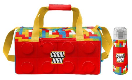 Coral High Kırmızı Yapı Blokları Baskılı Erkek Çocuk Spor Çantası ve 500 ml Çelik Matara Seti 27522