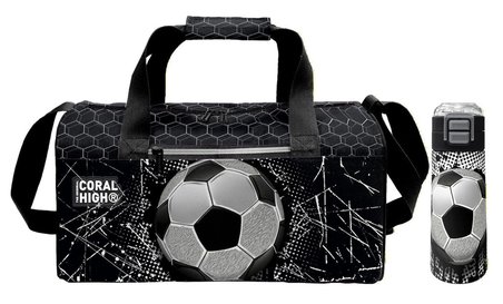 Coral High Siyah Beyaz Futbol Desenli Erkek Çocuk Spor Çantası ve 500 ml Çelik Matara Seti 27539