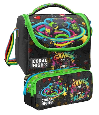 Coral High Oyun Baskılı Erkek Çocuk Beslenme ve Kalem Çantası Seti (37158+31058)