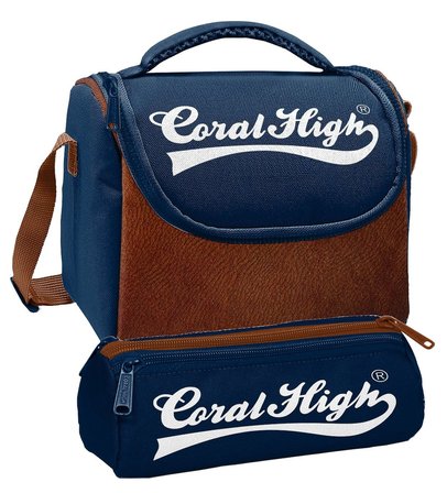 Coral High Beslenme Çantası ve Üç Gözlü Kalemlik Seti - Lacivert Kahverengi Desenli Erkek Çocuk 37136