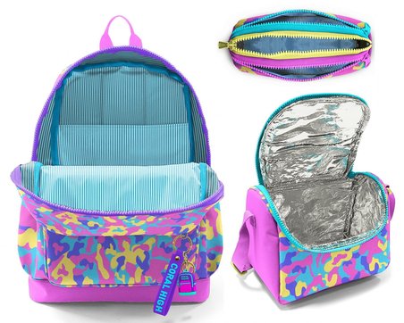 Coral High Kız Çocuk Pembe Sarı Kamuflaj Üçlü İlkokul Okul Çanta Seti SETYGN33201A