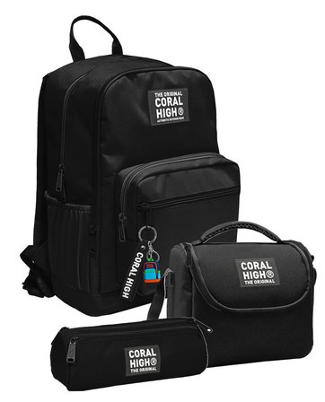 Coral High Siyah Gri Erkek Çocuk İlkokul ve Ortaokul Üçlü Okul Çanta Seti SETYGN33240A