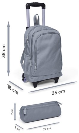 Coral High Çekçek Tekerlekli (Işıklı) Çanta ve Kalemlik - Kız Çocuk - Sarı Mor Dama