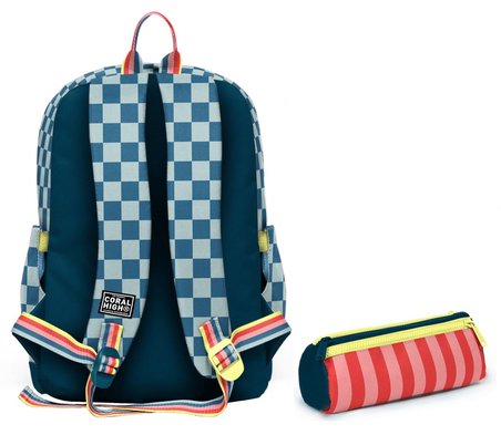 Coral High Okul Sırt Çantası ve Kalemlik Seti - Sarı Pembe Yeşil Puantiyeli Kız Çocuk SETYGN33204C