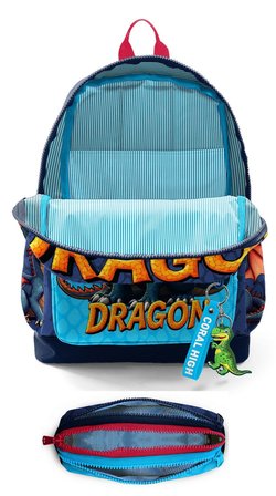 Coral High Okul Sırt Çantası ve Kalemlik Seti - Mavi Sarı Dragon Desenli Erkek Çocuk SETYGN33213C