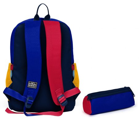 Coral High Okul Sırt Çantası ve Kalemlik Seti - Lacivert Çizgi Desenli Erkek Çocuk SETYGN33222C