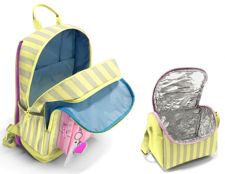 Coral High Sarı Pembe Çizgi Desenli (Kız Çocuk) Okul Sırt ve Beslenme Çantası Seti - SETYGN33223B