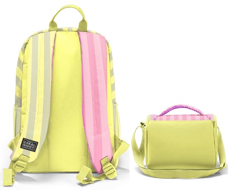 Coral High Sarı Pembe Çizgi Desenli (Kız Çocuk) Okul Sırt ve Beslenme Çantası Seti - SETYGN33223B