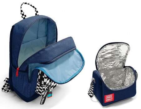 Coral High Lacivert Siyah Beyaz Dama Desenli (Erkek Çocuk) Okul Sırt ve Beslenme Çantası Seti - SETYGN33234B