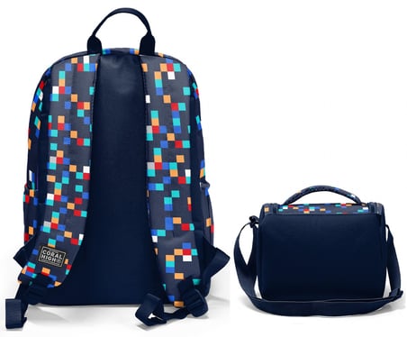 Coral High Lacivert Çok Renli Geometrik Desenler (Erkek Çocuk) Okul Sırt ve Beslenme Çantası Seti - SETYGN33235B